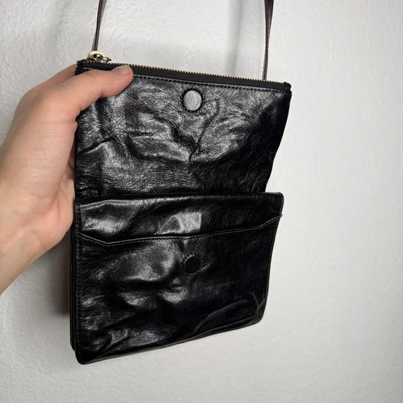Hobo Bag Glade Crossbody Black Leather Adjustable Strap Multi Pocket - Picture 7 of 16